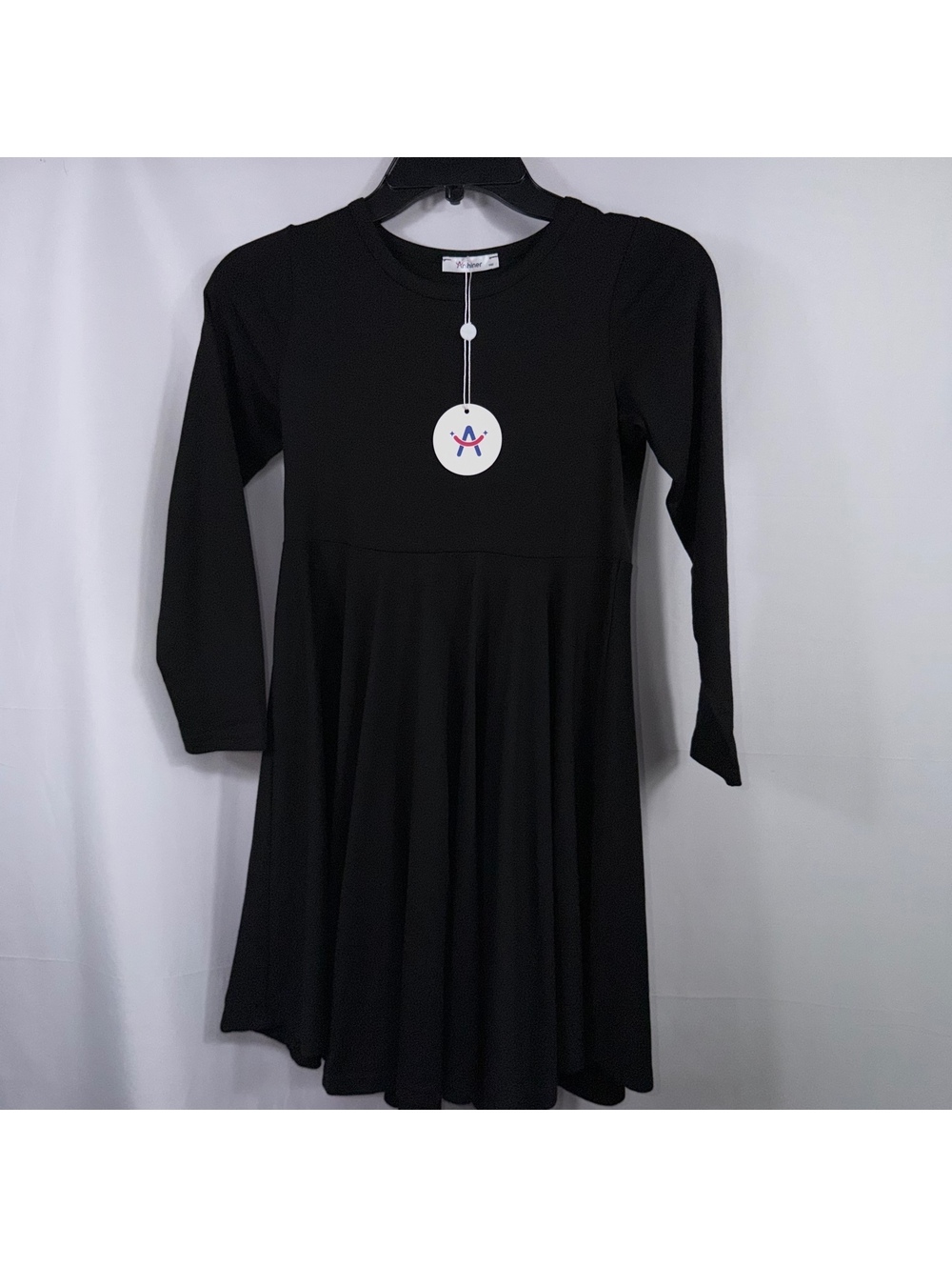 Arshiner Girls Size 140 Black Long Sleeve Fit & Flare Dress